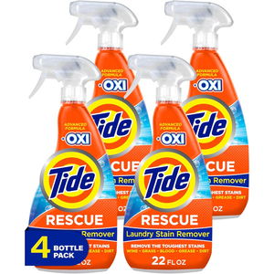Tide Laundry Stain Remover with Oxi, Rescue Clothes, Upholstery, Carpet and more from Tough Stains, Stain Treater, 22 Fl Oz (Pack of 4)