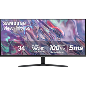 SAMSUNG 34" ViewFinity S50GC Series Ultra-WQHD Monitor, 100Hz, 5ms, HDR10, AMD FreeSync, Eye Care, Borderless Design, PIP, PBP, LS34C502GANXZA, 2023, Black