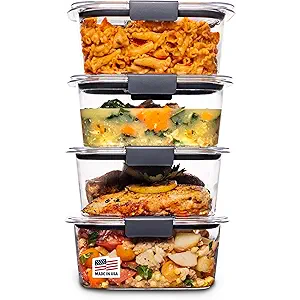 Rubbermaid Brilliance BPA Free Airtight Food Storage Containers with Lids, Set of 4