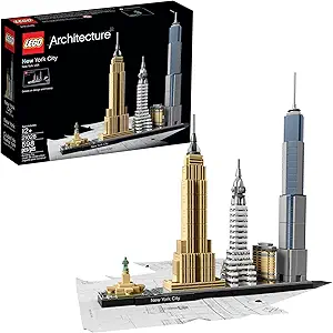 LEGO Architecture New York City Model Kit - Bedroom or Office Decor for Kids & Adults, Ages 12+ - Building Blocks to Display - NYC Gift & Souvenir Ideas - 21028
