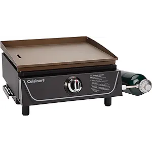 Cuisinart 17” Tabletop Gas Griddle, Easy Assembly Compact Outdoor Flat-Top Grill with Grease Cup, 255 Sq. In Cooking Space Perfect for Camping, Tailgates & BBQs