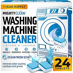 Washing Machine Cleaner Tablets 24 Pack - 1 Year Supply, Septic Safe Washing Machine Cleaning Tablets, Washer Cleaner Tablet, Works with All Washers Including HE