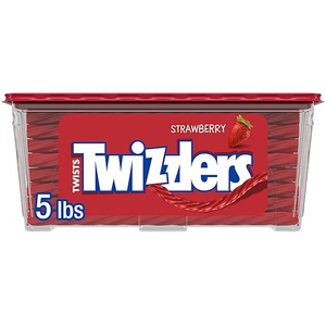TWIZZLERS Twists Strawberry Flavored Licorice Style, Chewy Candy Tub, 5 lb