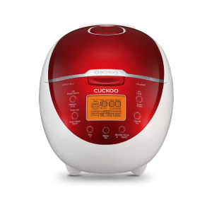 CUCKOO 6-Cup Micom Rice Cooker and Warmer White/Red: 12 Settings, Automatic Keep Warm, Dishwasher-Safe Parts, Timer