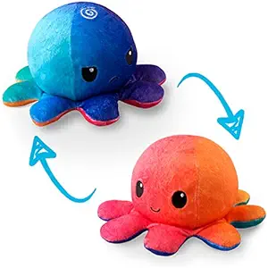 TeeTurtle - The Original Reversible Octopus Plushie - Sunset + Mermaid - Cute Sensory Fidget Stuffed Animals That Show Your Mood