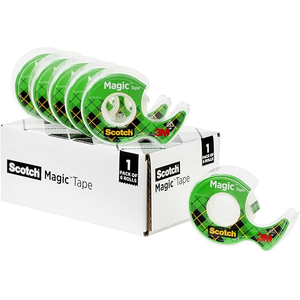 Scotch Magic Tape, Invisible, Home Office Supplies and Back to School Supplies for College and Classrooms, 6 Rolls with Dispensers