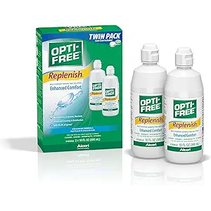 Opti-Free Replenish Multi-Purpose Contact Lens Cleaning and Disinfecting Solution with Lens Case, 10 FL OZ (Pack of 2)
