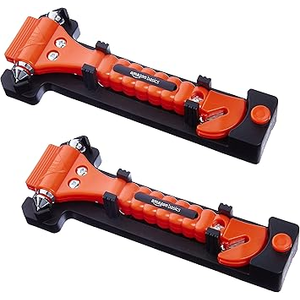 Amazon Basics Emergency Seat Belt Cutter and Window Hammer Tool, Car Accessories, 2 Pack, SW-835