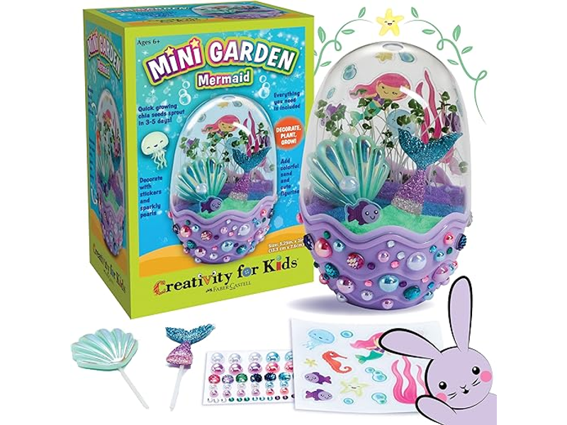 Creativity for Kids Mini Garden: Mermaid Terrarium Kit - Mermaid Gifts for Girls, Crafts and Toys, Easter Basket Stuffers for Kids (Ages 6+)