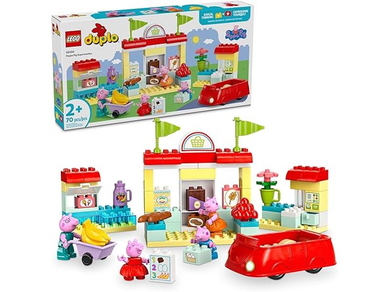 LEGO DUPLO Peppa Pig Supermarket Building Toy - Peppa Pig Toys for Girls & Boys, Ages 2+ Years - Gift for Birthdays - Pretend Play Playset for Preschool - Learning & Education - 10434