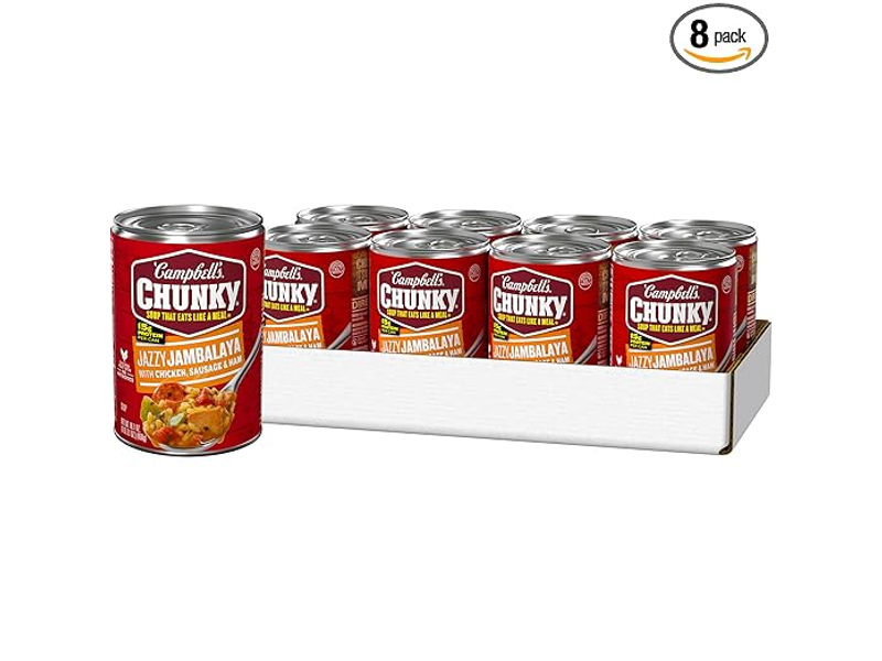 Campbell’s Chunky Soup, Jazzy Jambalaya with Chicken, Sausage and Ham Soup, 16.1 oz Can (Pack of 8)