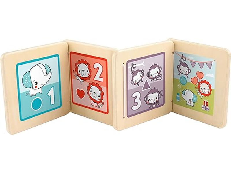 Fisher-Price Wood Baby Toy Tummy Time Panel, Newborn Sensory Activity with Mirror & High Contrast Designs for Infants Ages 0+ Months