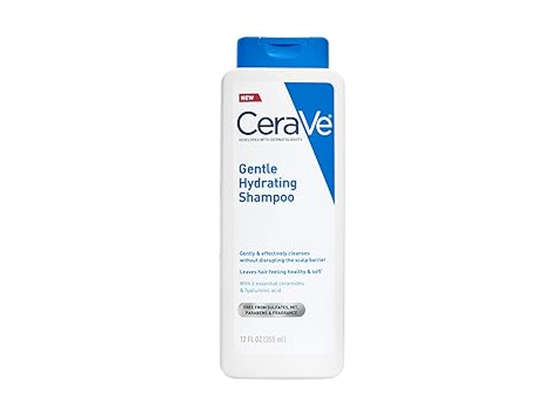 CeraVe Gentle Hydrating Shampoo, With Ceramides, Niacinamide & Hyaluronic Acid For Soft, Healthy Looking Hair & Scalp, Sulfate Free & Color Safe Shampoo, For All Hair Types, 12 Oz