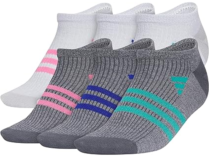 adidas Kids Superlite No Show Socks for Boys & Girls (6 Pairs) Lightweight