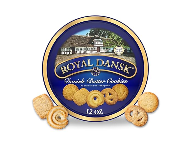 Royal Dansk Danish Butter Cookies, Premium Assorted Cookies in Gift Tin, Great for Sharing and Gifting, 12 oz