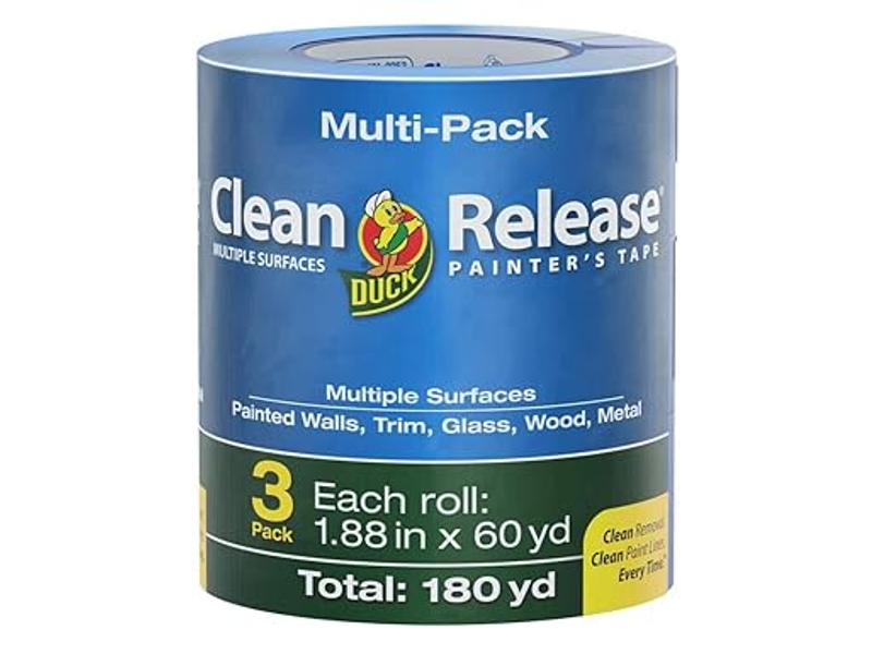 Duck Clean Release Blue Painter's Tape 2-Inch (1.88-Inch x 60-Yard), 3 Rolls, 180 Total Yards, 240461